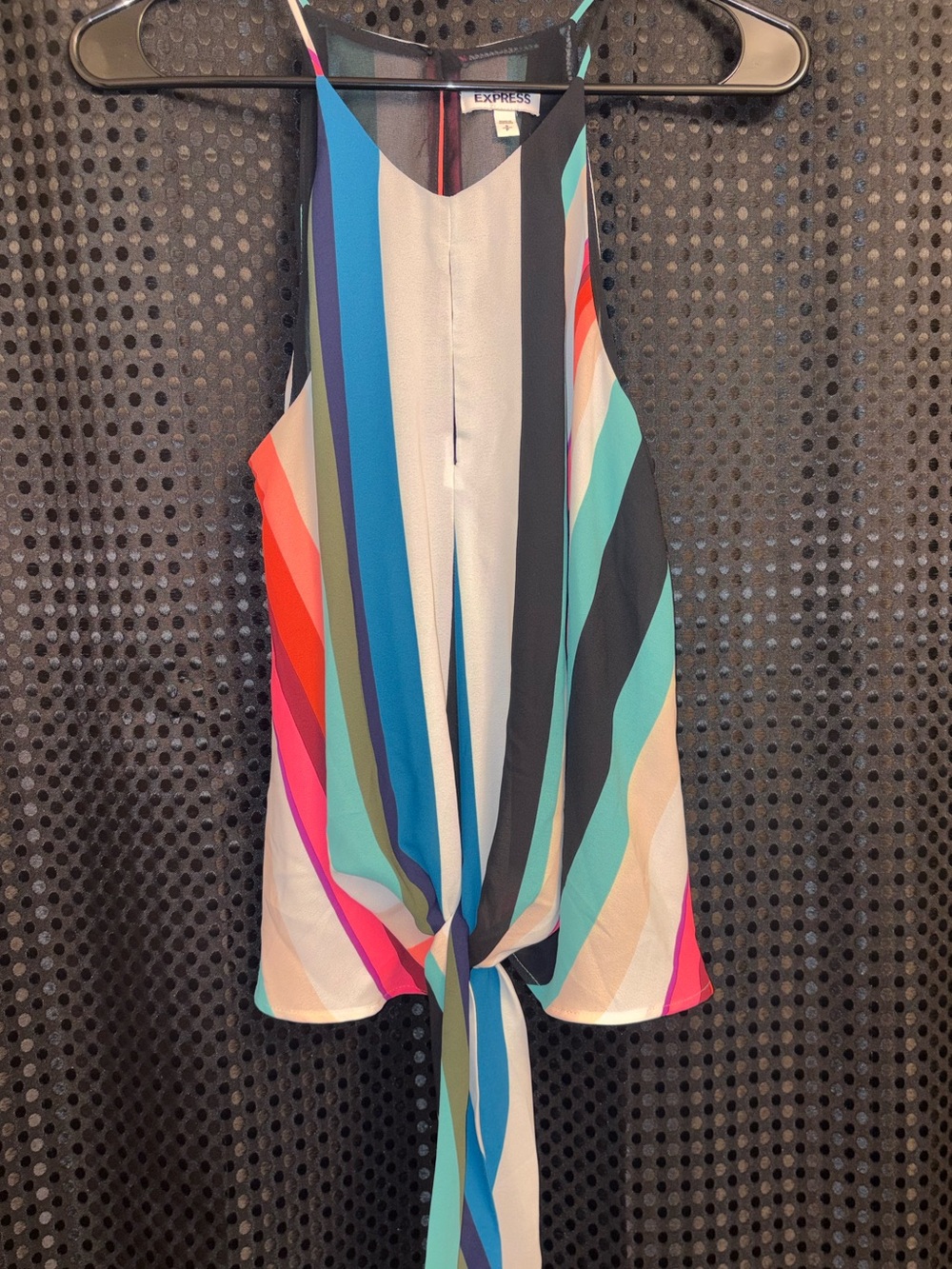 Express Multicolor Striped Tie-Front Tank